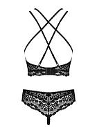 Playful lingerie set, wide lace edge, strappy back, leopard